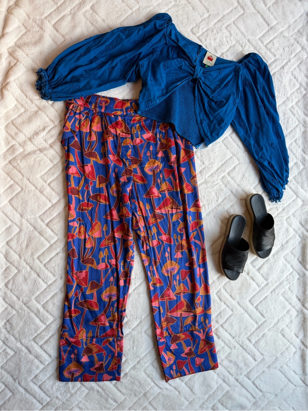 FARM Rio Mushroom Sketch Blue Pants